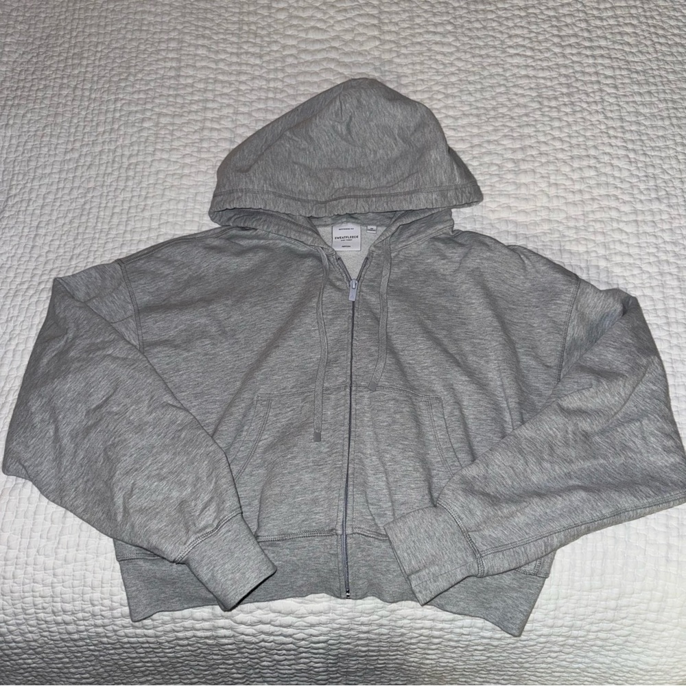 aritzia terry fleece boyfriend boxy zip up hoodie